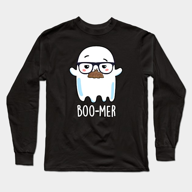 Boo-mer Cute Middle Aged Ghost Pun Long Sleeve T-Shirt by punnybone